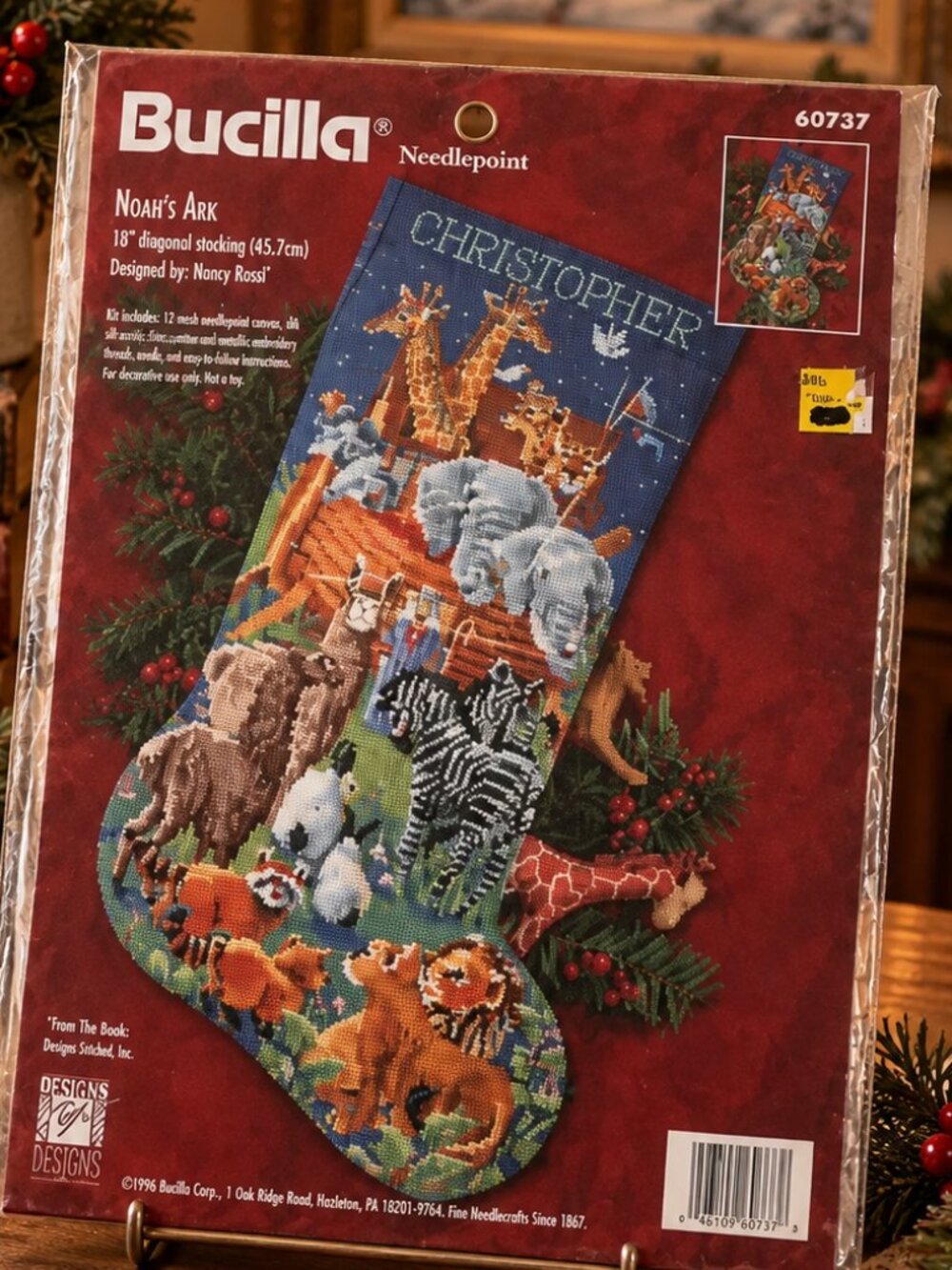 Rare 1996 Vintage Bucilla Noahโs Ark Needlepoint Stocking Kit 60737 Animals